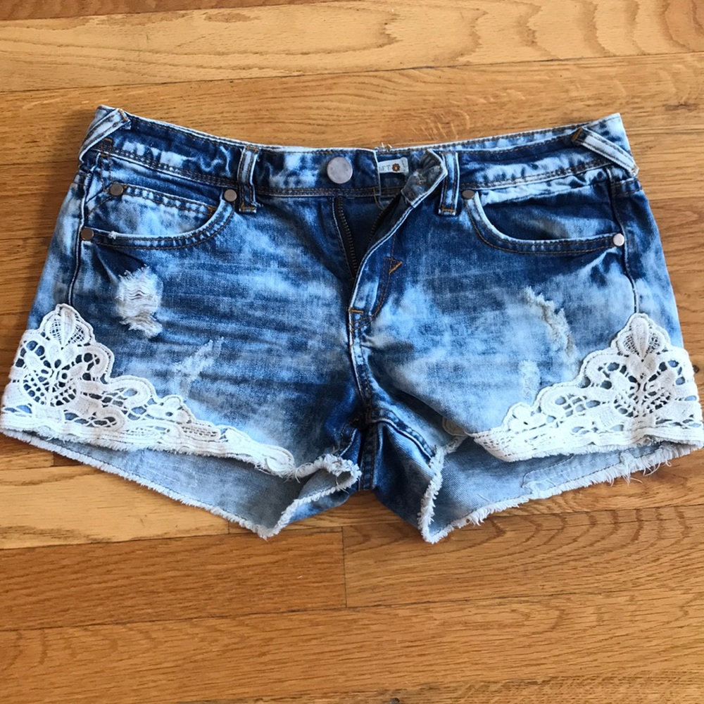 Chelsea & Violet Denim and Lace Shorts